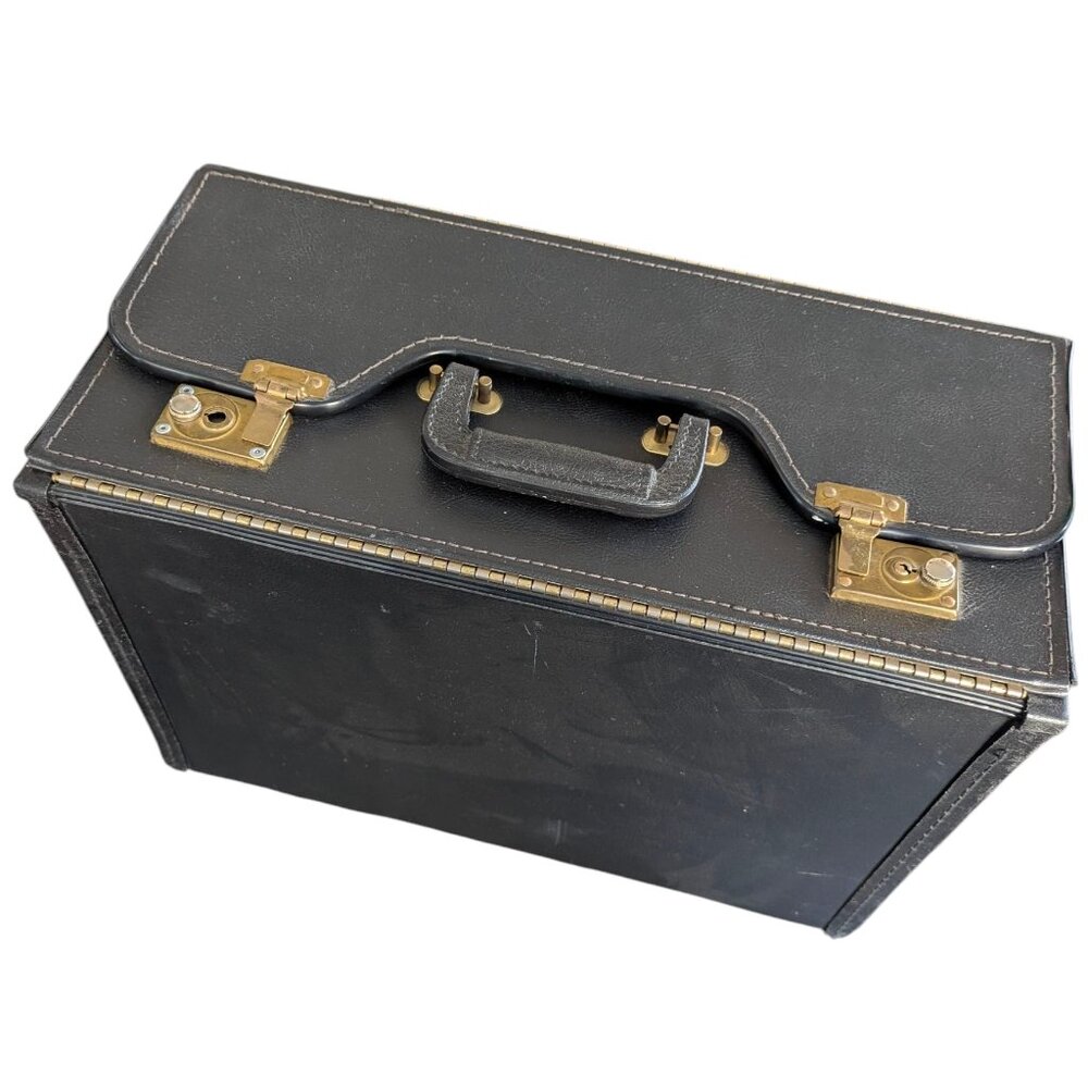 Vintage Faux Leather Banker's Box - Double Hinged Briefcase